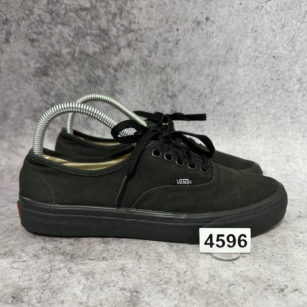 Vans Authentic Sneakers Women 8 Black Canvas Low Top Skate Shoes Lace Up Casual